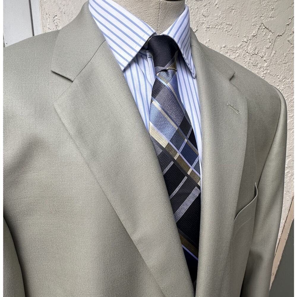 Turnburry Sport Coat Men 48L Silk 55 Wool 45 light Sage Green 2 buttons - Picture 4 of 9